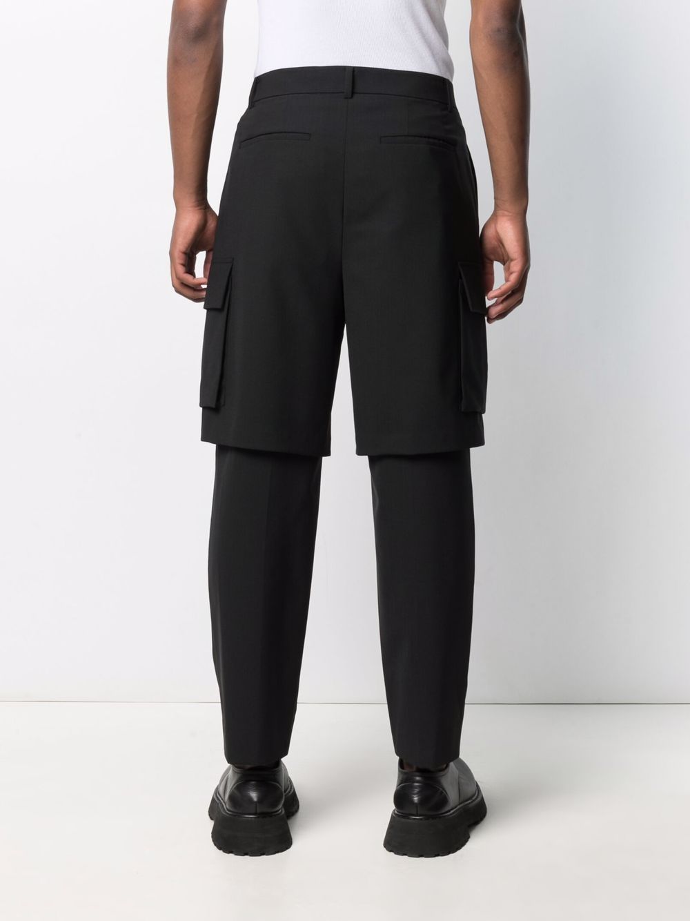 Shop Juunj Layered Straight-leg Trousers In Schwarz
