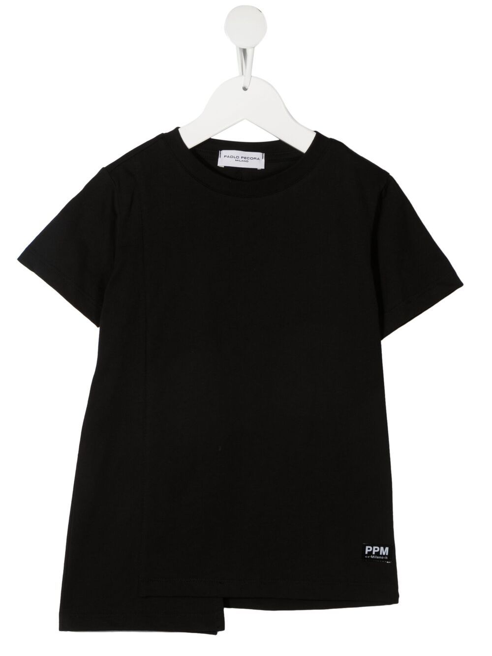 Paolo Pecora Kids' Asymmetrical Logo-print T-shirt In Nero