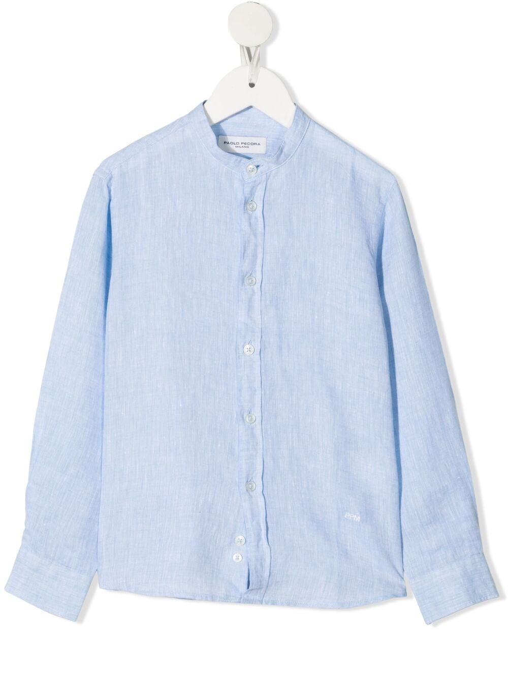 Shop Paolo Pecora Band-collar Shirt In Blue