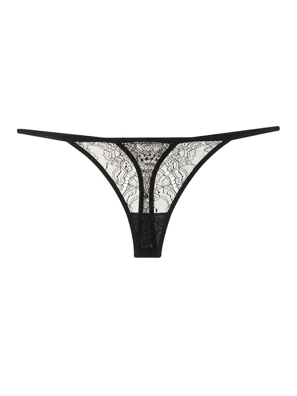 Petra Lace-detail Thong In Black