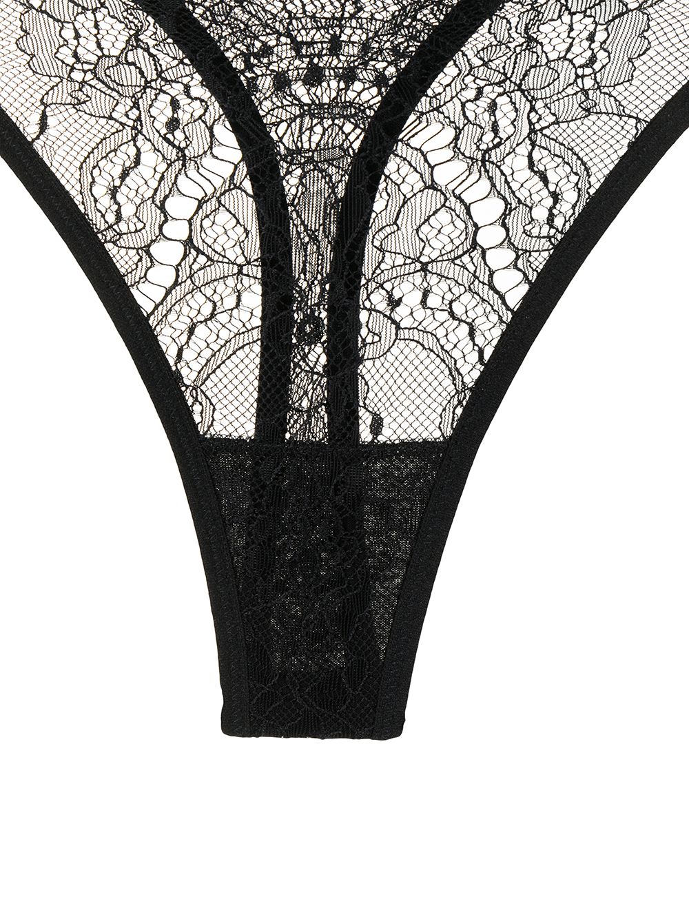 Shop Petra Lace-detail Thong In Black