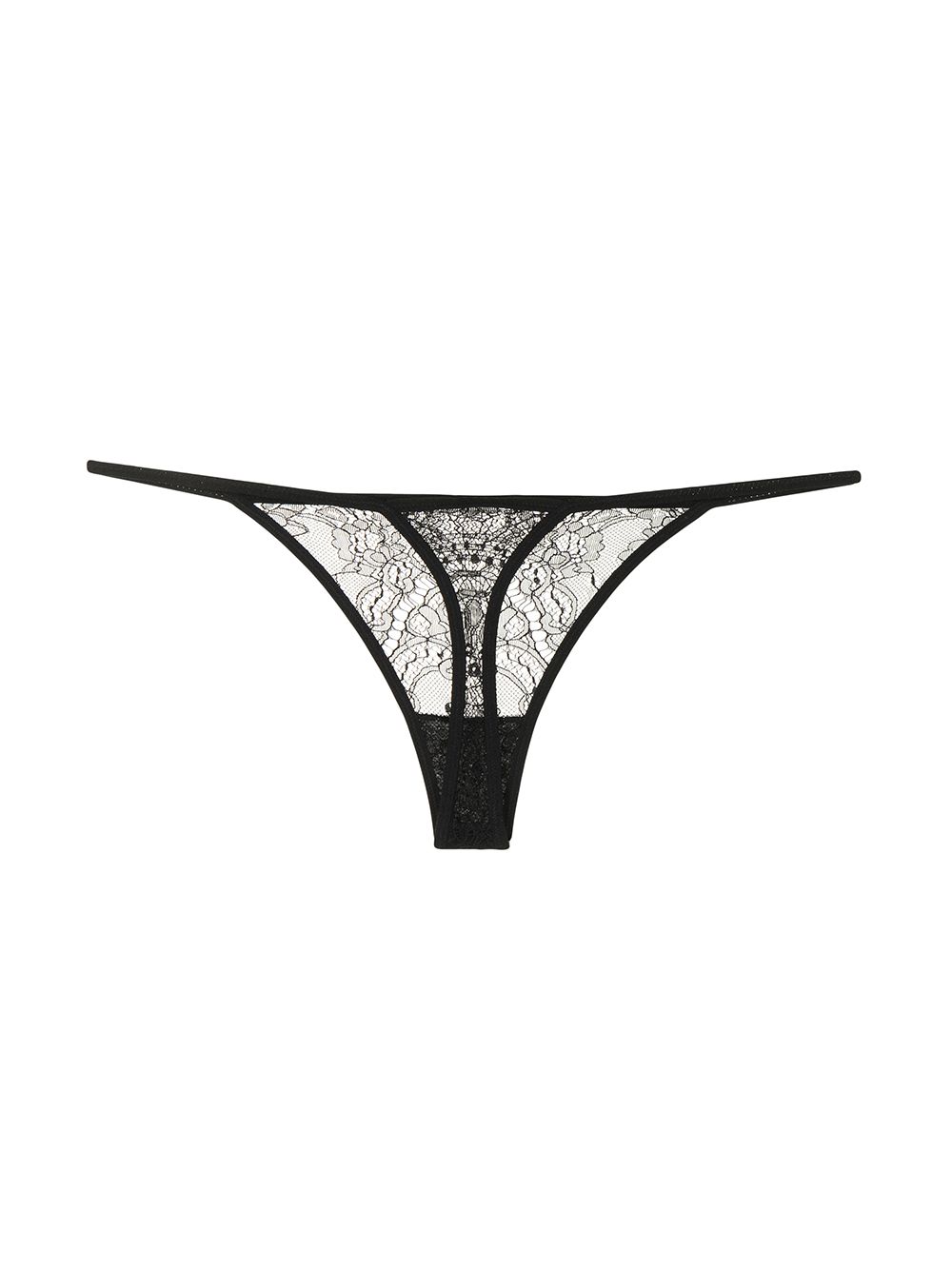 Shop Petra Lace-detail Thong In Black