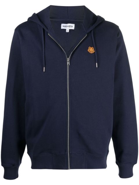 Kenzo logo-patch zip-up hoodie Men