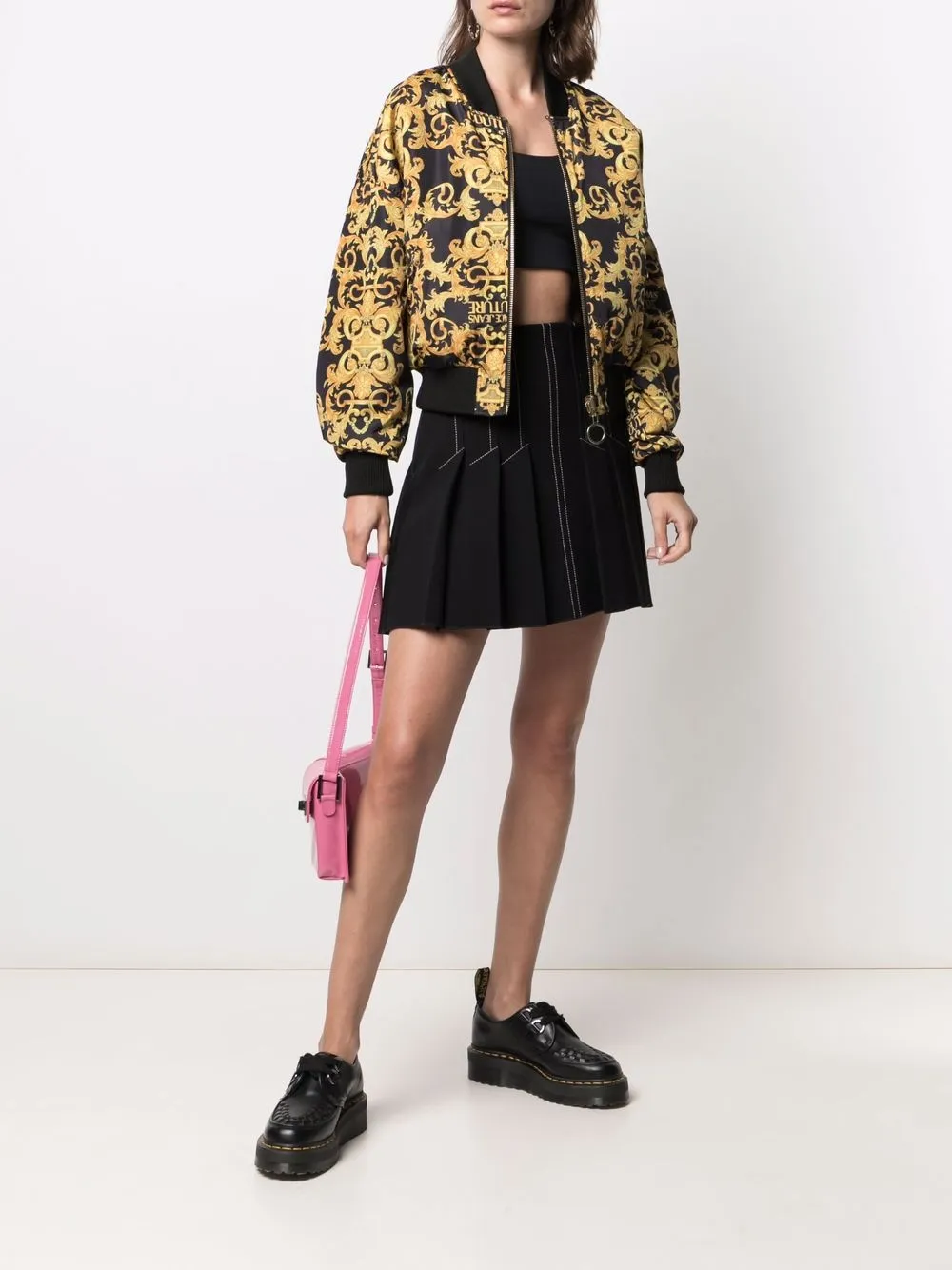 фото Versace jeans couture двусторонний бомбер с принтом baroque