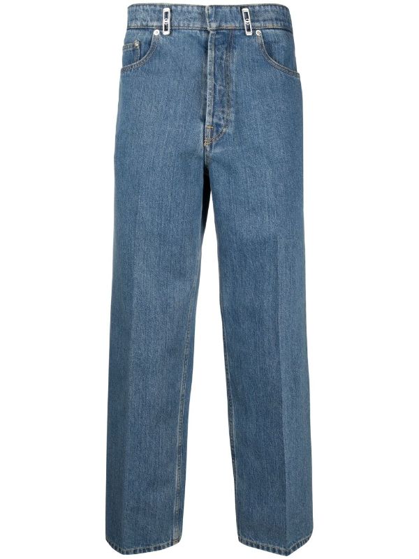 Blue Logo-patch straight-leg jeans Farfetch Clothing Jeans Straight Jeans 