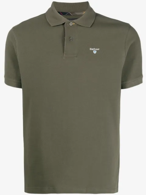 Barbour tartan-trim embroidered-logo polo shirt