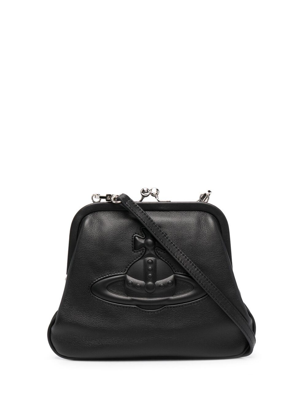 Vivienne Westwood Embossed-logo Calf-leather Tote In Black