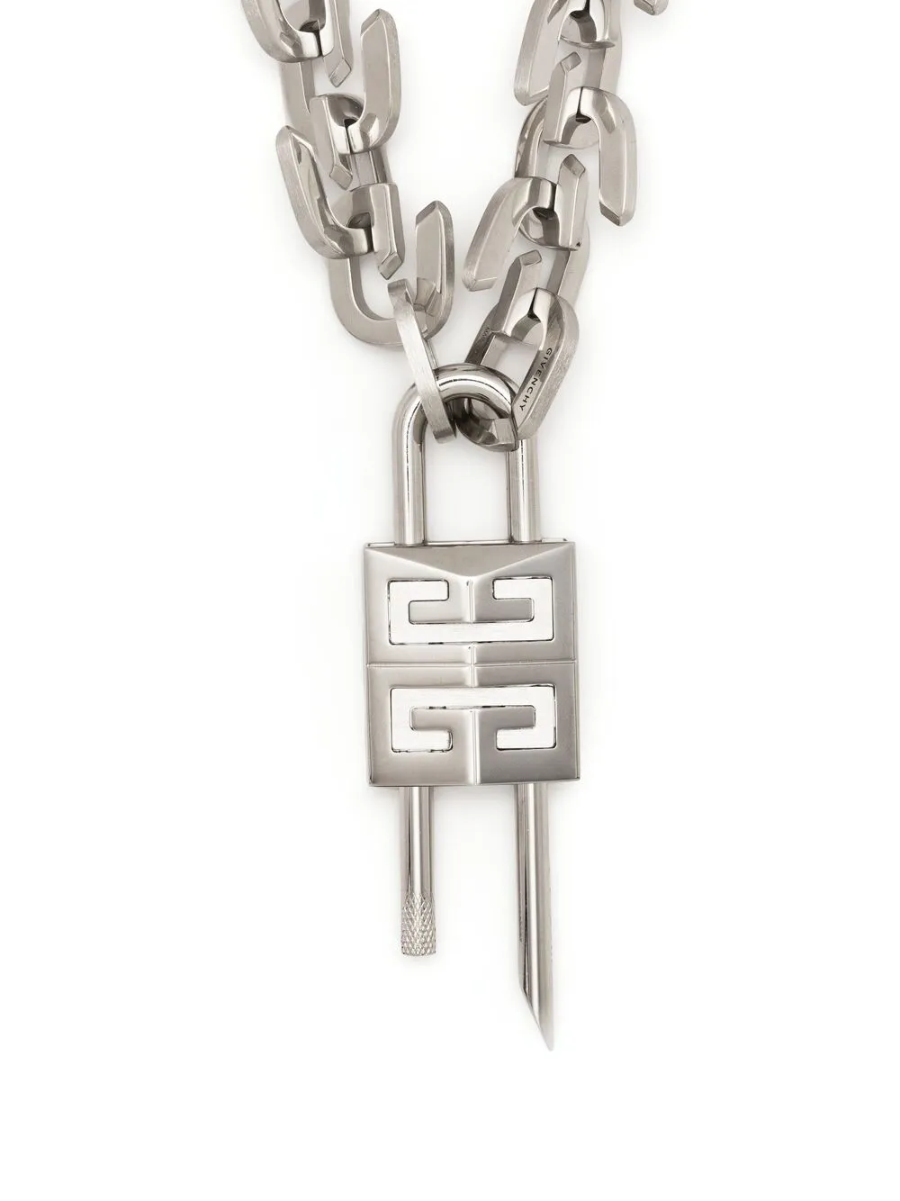 Givenchy G Link Lock Medium Necklace in Silver Grey