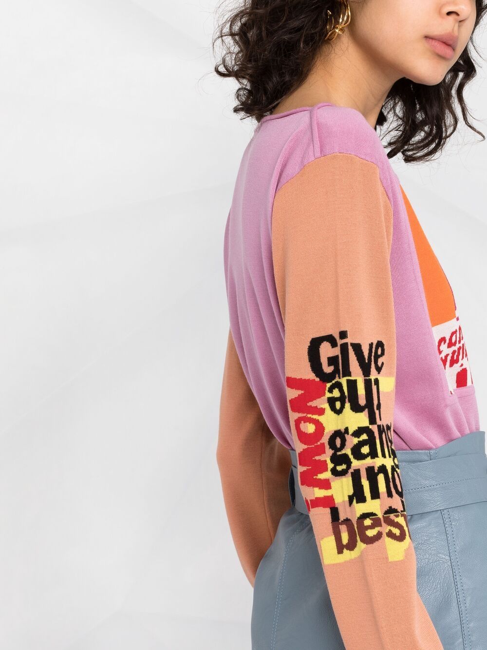 Shop Chloé Intarsia-knit Colour-block Jumper In Pink