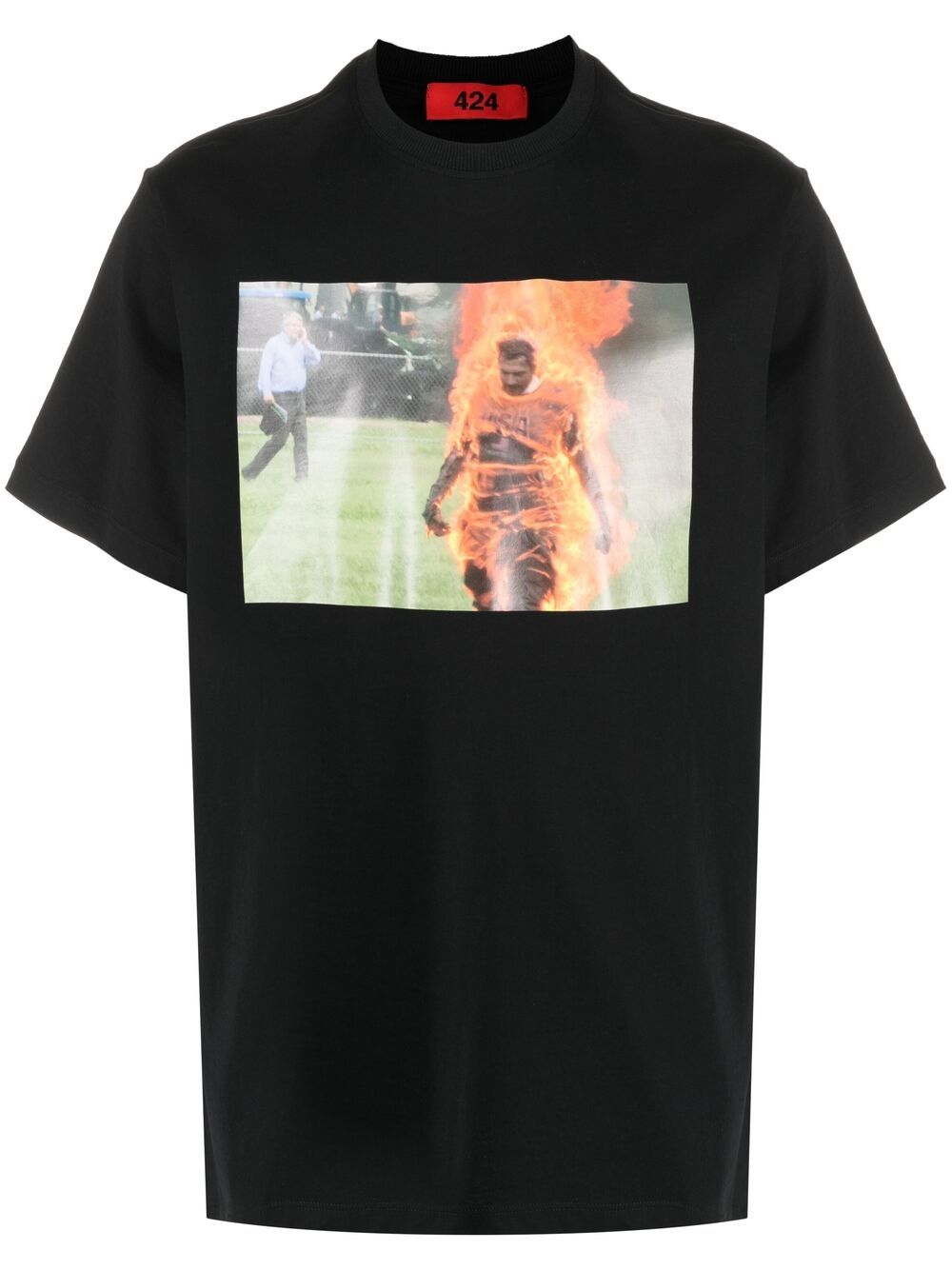 Shop 424 Fire Photo Short-sleeved T-shirt In Black