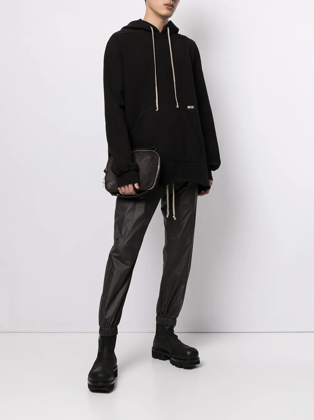 фото Rick owens drkshdw худи с нашивкой-логотипом и необработанным краем