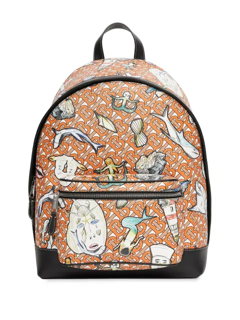 Burberry orange \u0026 white marine-print E 