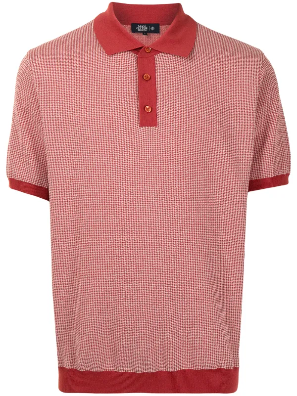 red and white checkered polo shirt