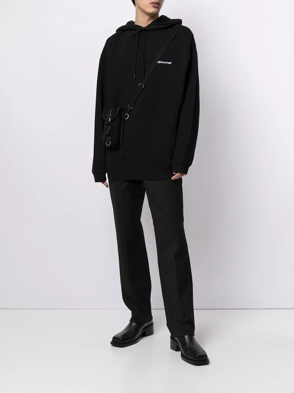  Balenciaga Oversized Hoodie Mit Logo Stickerei   Schwarz 