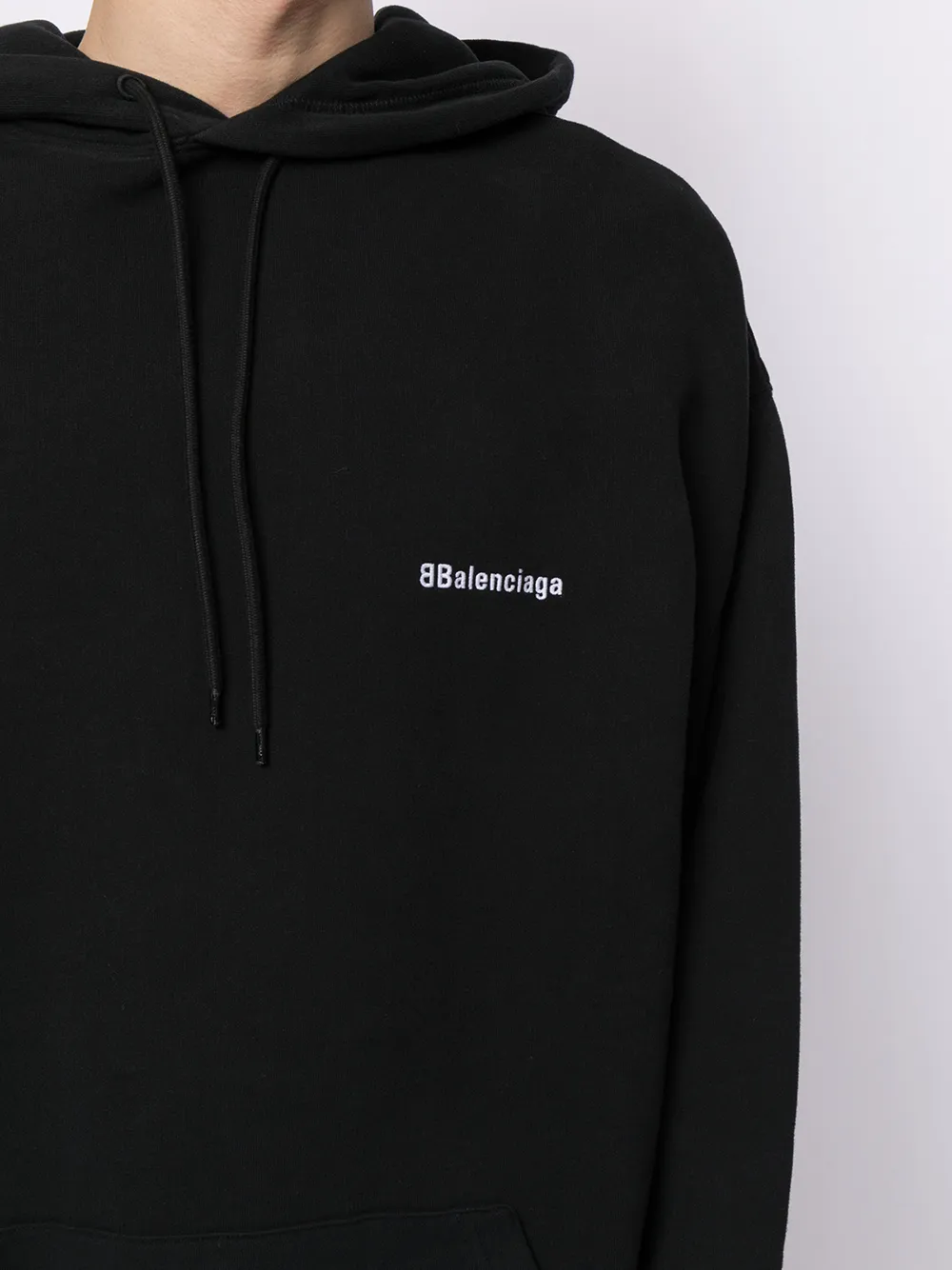 Balenciaga Hoodie met geborduurd logo Zwart
