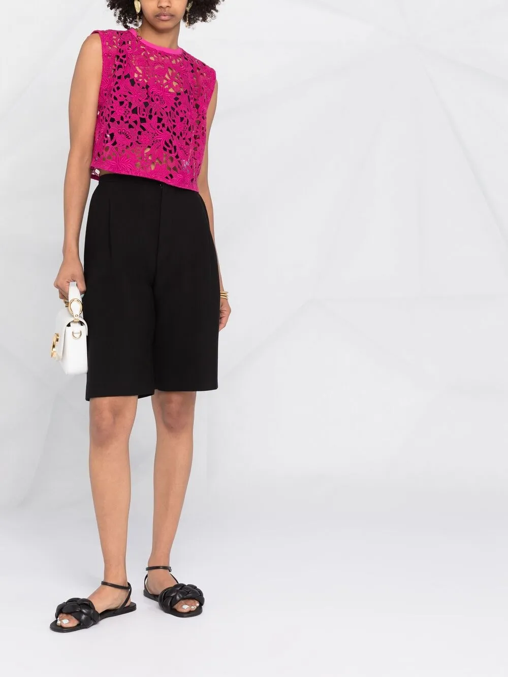 фото Valentino кружевной укороченный топ без рукавов