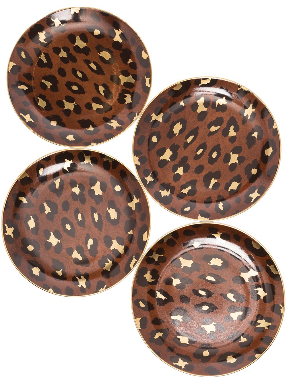 Image 1 of L'Objet Canape set-of-four leopard print plates