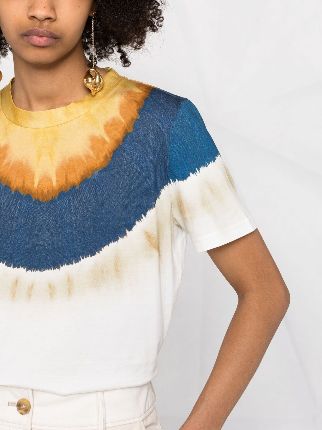 tie dye-print cotton T-shirt展示图