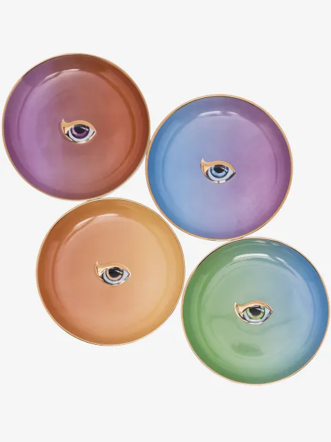 L'Objet lot de quatre assiettes Lito en porcelaine