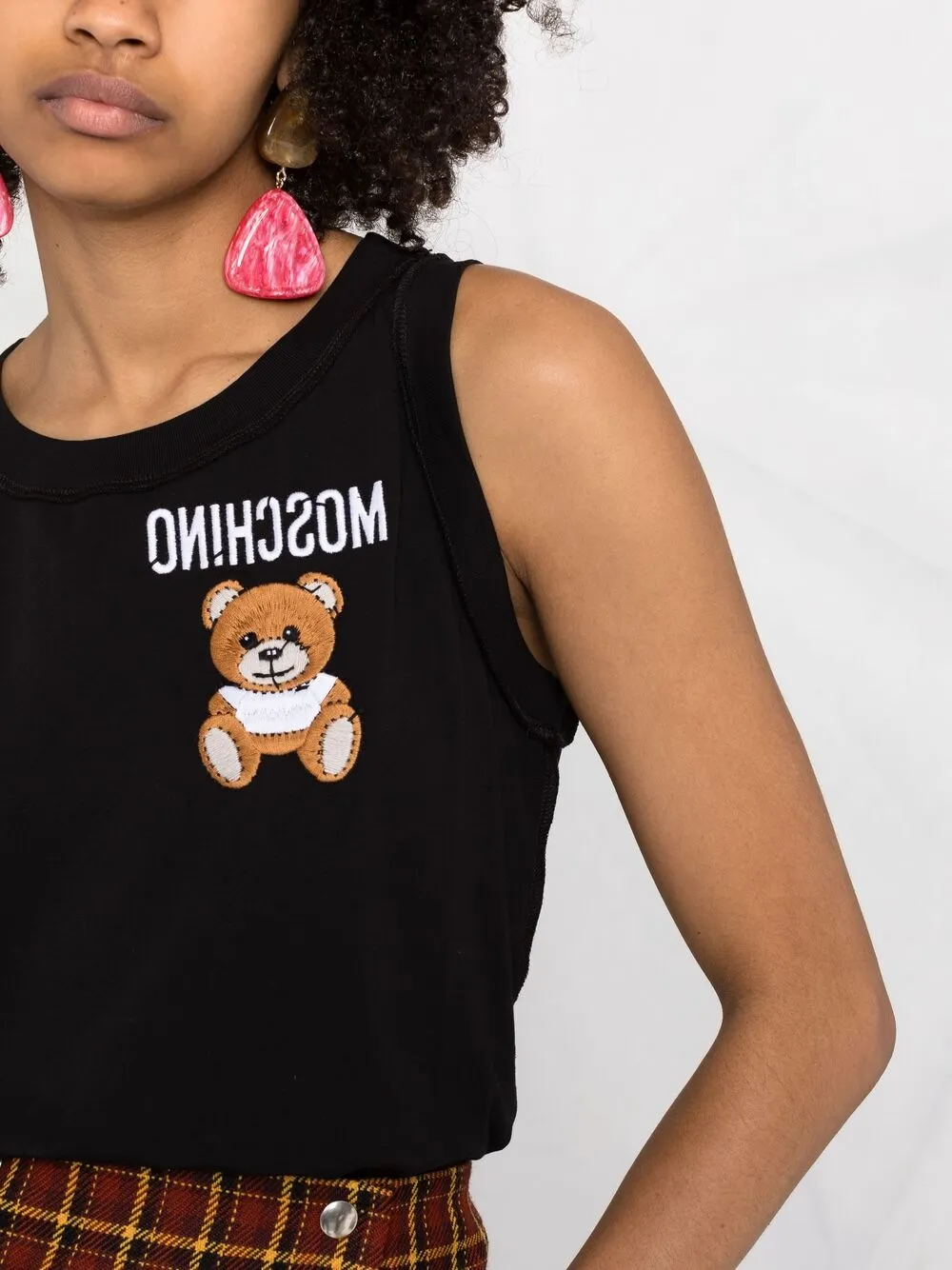 фото Moschino топ из джерси с вышивкой teddy bear