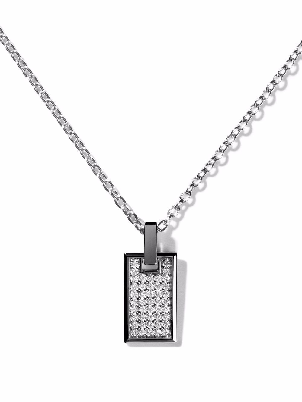 AS29 18kt gold small Tag diamond rectangle pendant necklace