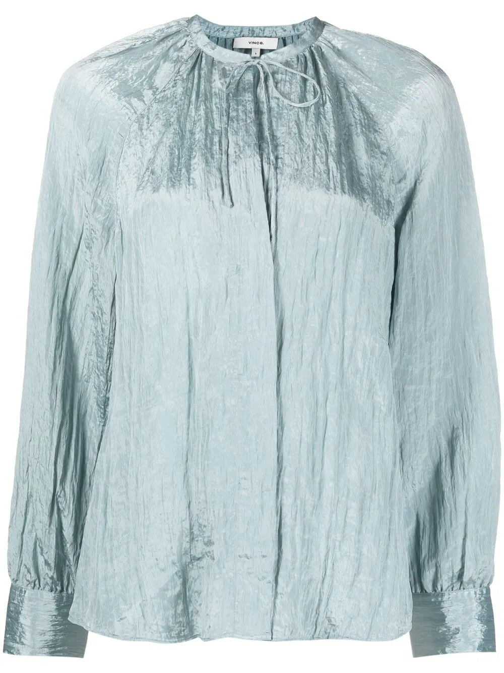 Vince Creased Neck-tie Blouse In Blue