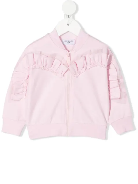 Monnalisa frill-detail zip-up sweatshirt