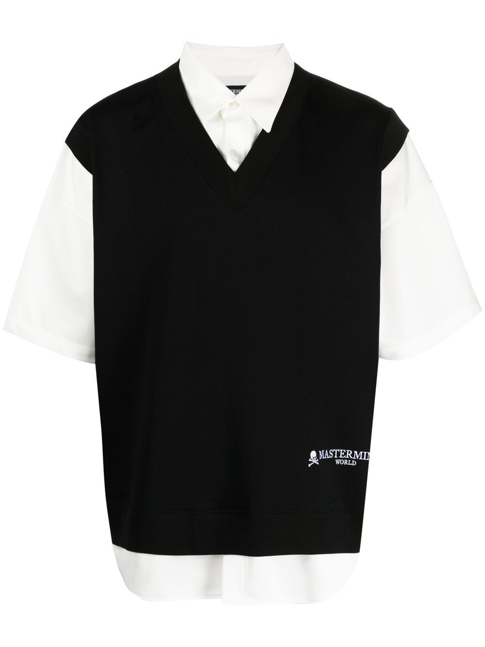 Mastermind Japan Sweater-panelled Shirt In Black