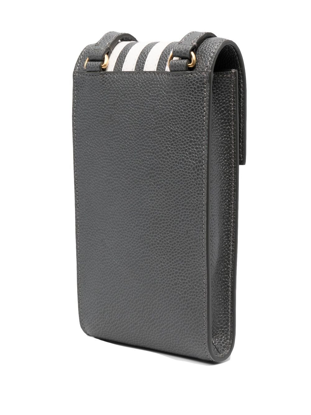 Shop Thom Browne Four-bar Stripe Phone Bag In Grey