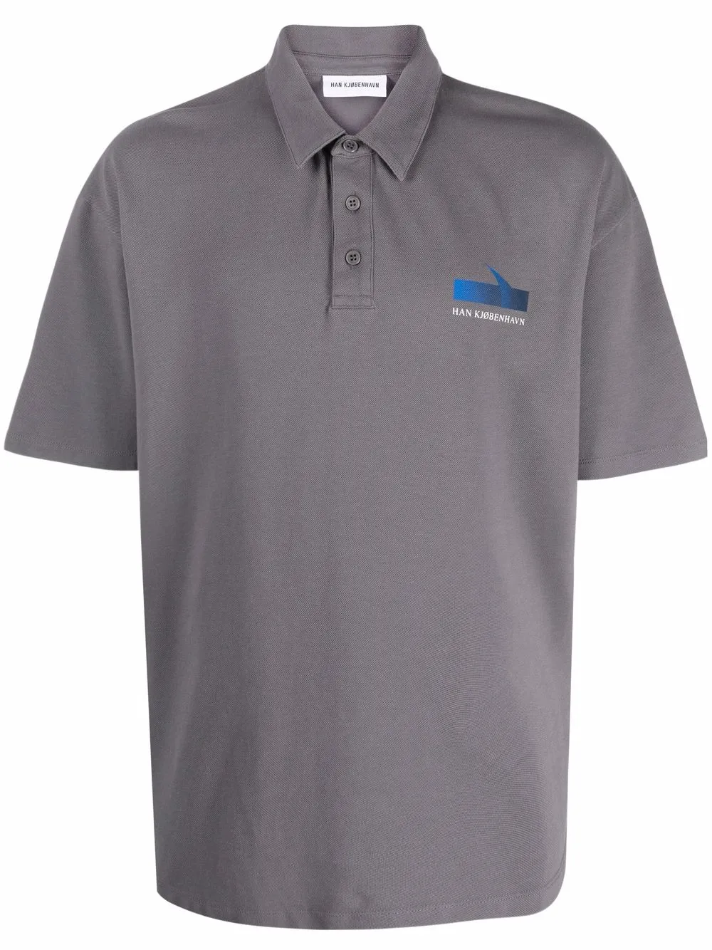 

Han Kjøbenhavn playera tipo polo con logo - Gris