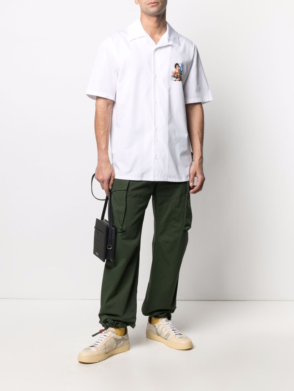 Shop Off-white Straight-leg Cargo Trousers In Green