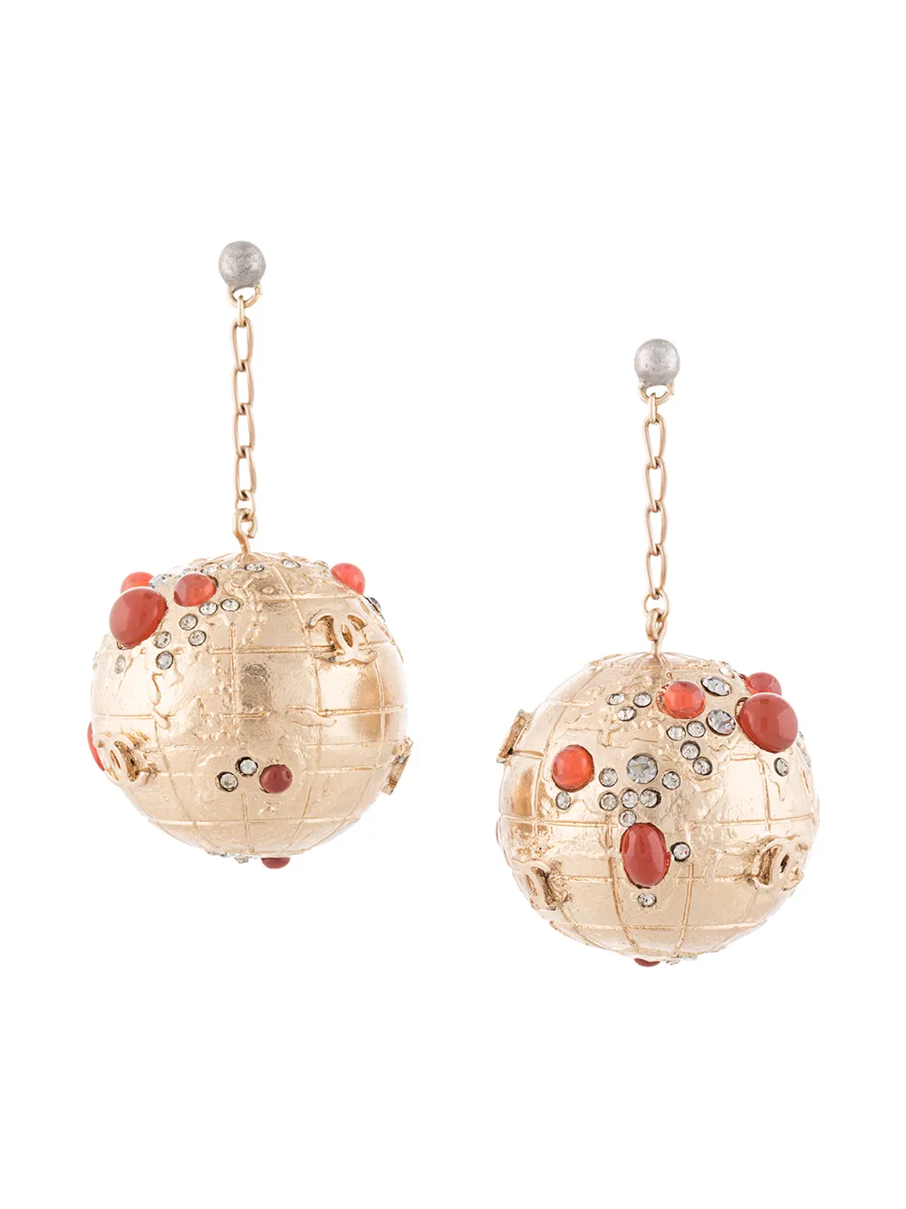 Image 1 of Chanel Pre-Owned embellished globe earrings