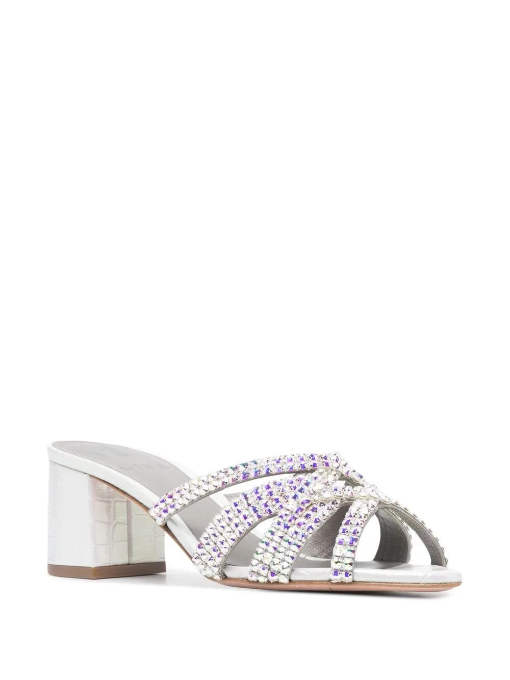 фото Gina босоножки с тиснением под кожу крокодила и кристаллами