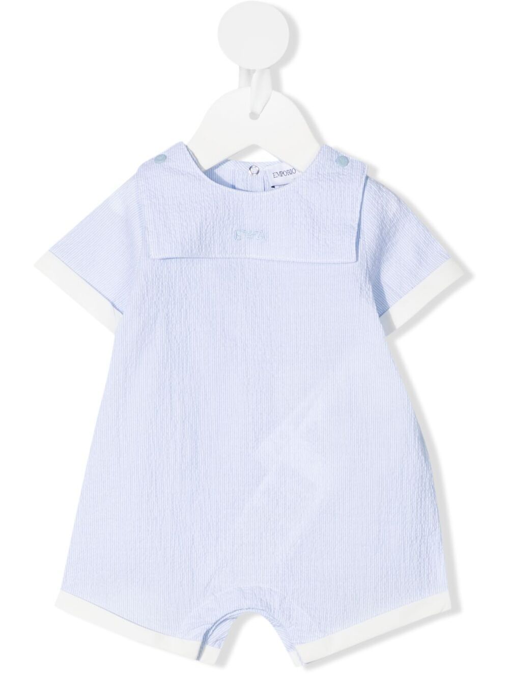 Emporio Armani Babies' Striped Bib-detail Romper In 蓝色