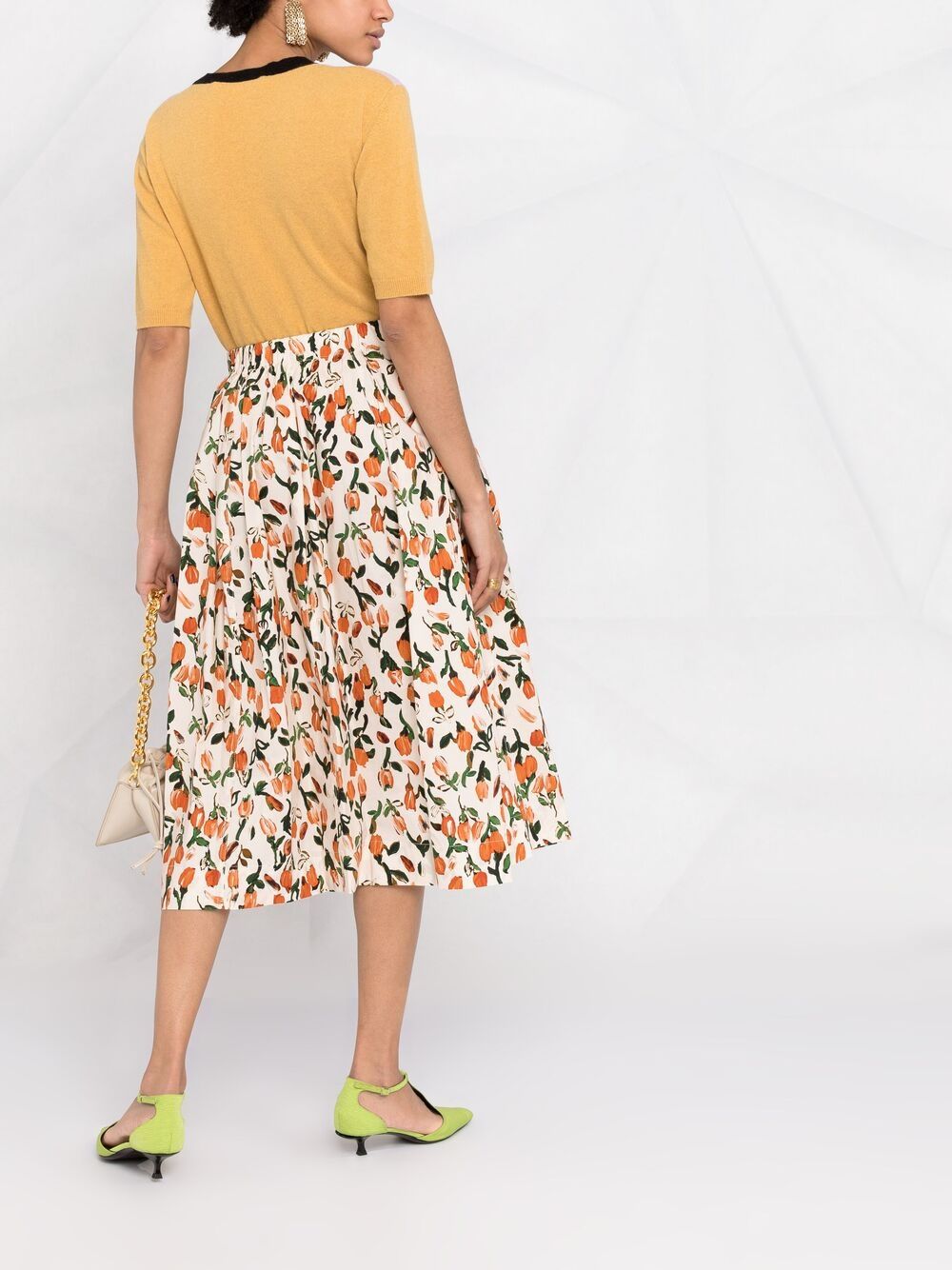 фото Marni юбка со складками и цветочным принтом