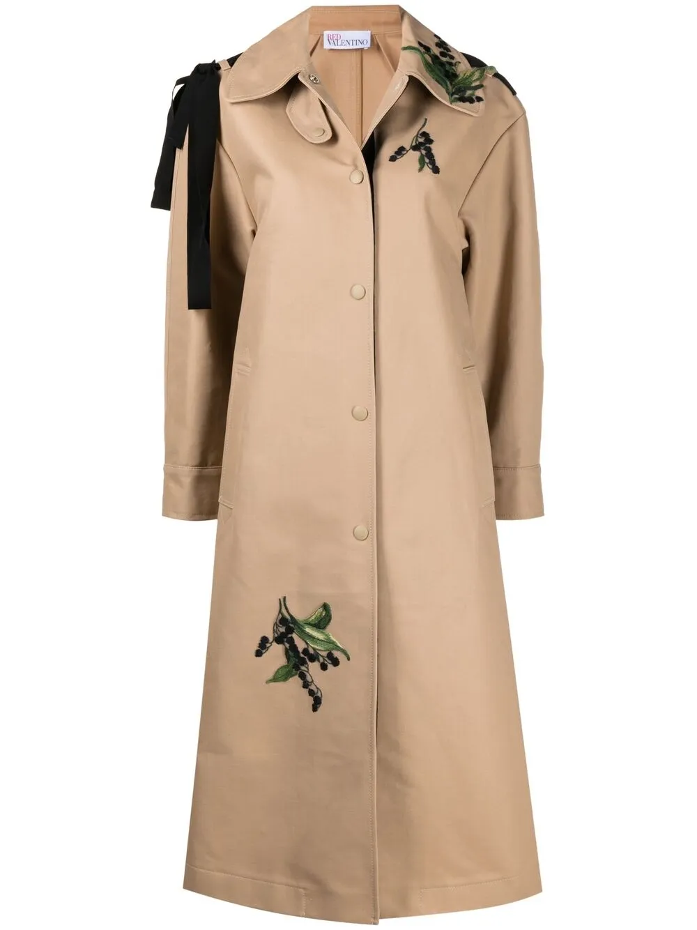 RED VALENTINO MAY LILY EMBROIDERED TRENCH COAT