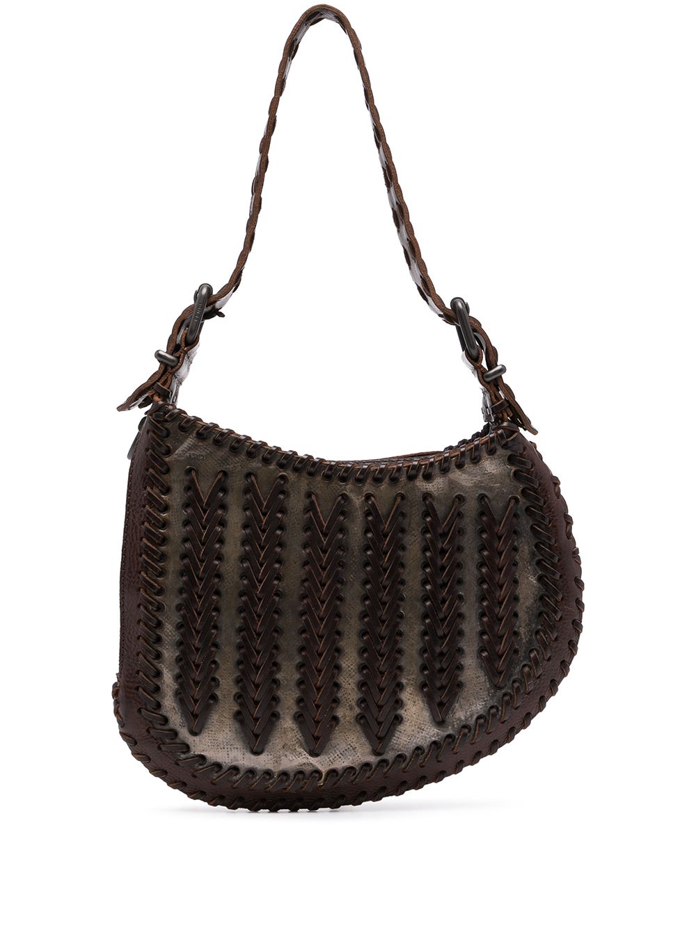 Pre-owned Fendi 2000s Lace-up Detailing Shoulder Bag In Brown