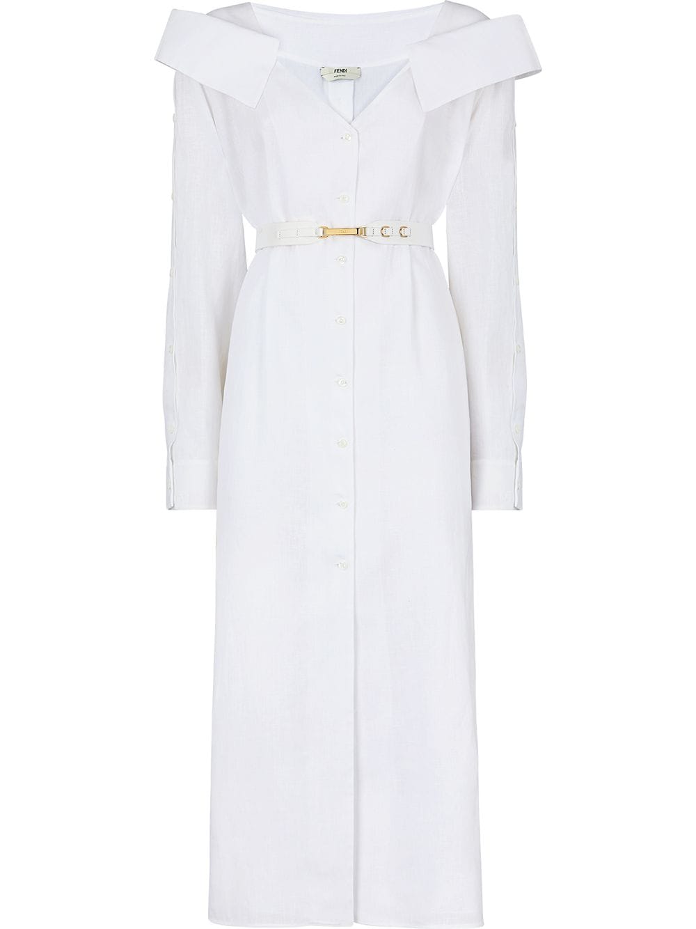 FENDI SHIRT MID-LENGTH LINEN DRESS