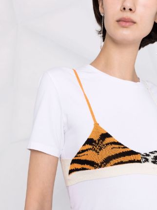 animal-print knitted cotton bralette展示图