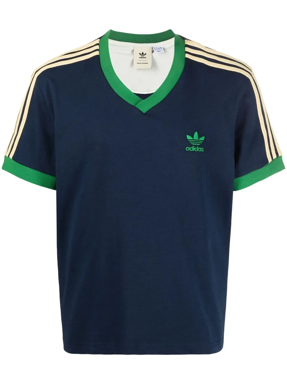 Adidas Originals X Wales Bonner Signature Three Stripe Tshirt In Blue