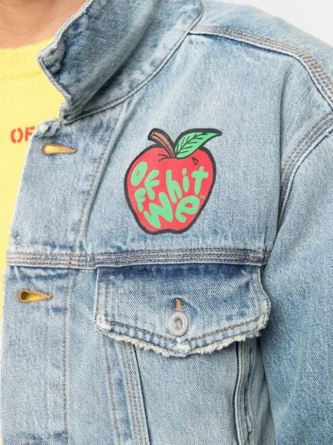 white apple denim jacket