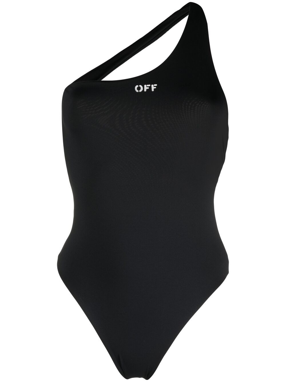 Off-white Logo-print One-shoulder Swimsuit In Schwarz