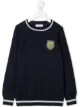Image 1 of Brunello Cucinelli Kids contrasting- trim logo-patch jumper