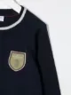 Brunello Cucinelli Kids contrasting- trim logo-patch jumper
