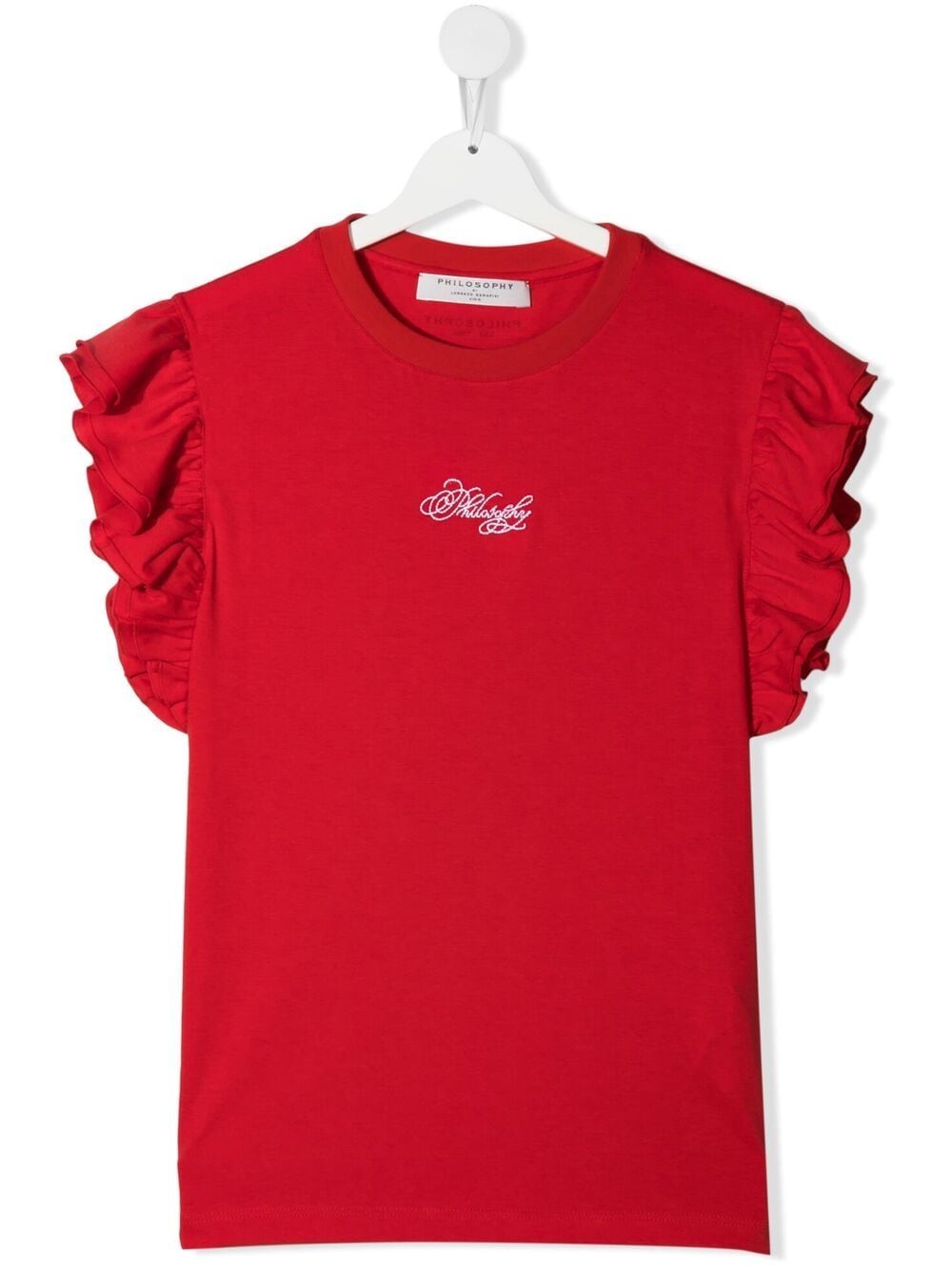 Philosophy Di Lorenzo Serafini Teen Logo-embroidered Ruffled T-shirt In Red