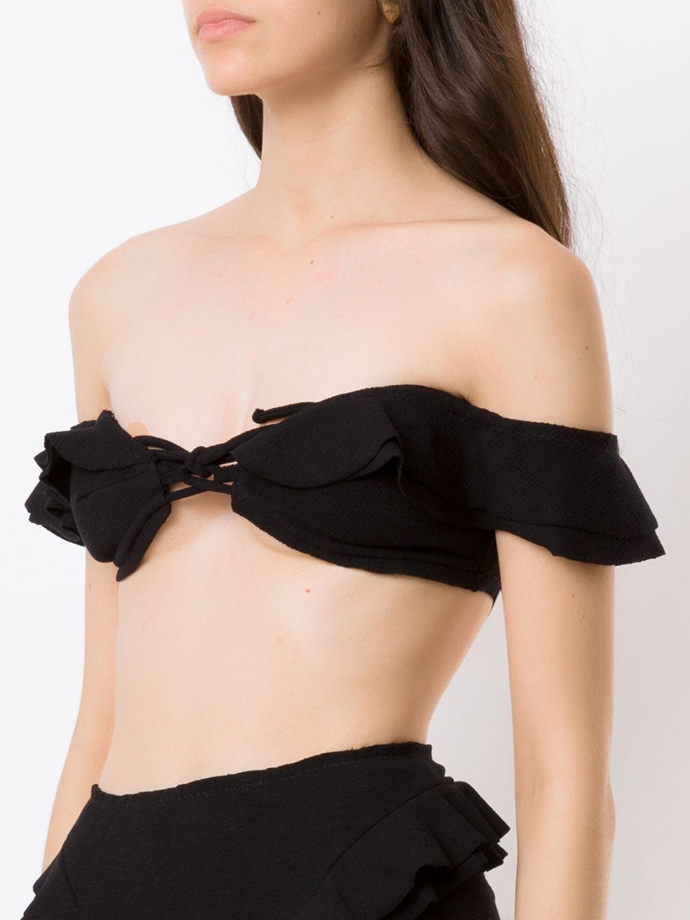 Shop Clube Bossa Hopi Ruffled Bikini Top In Black