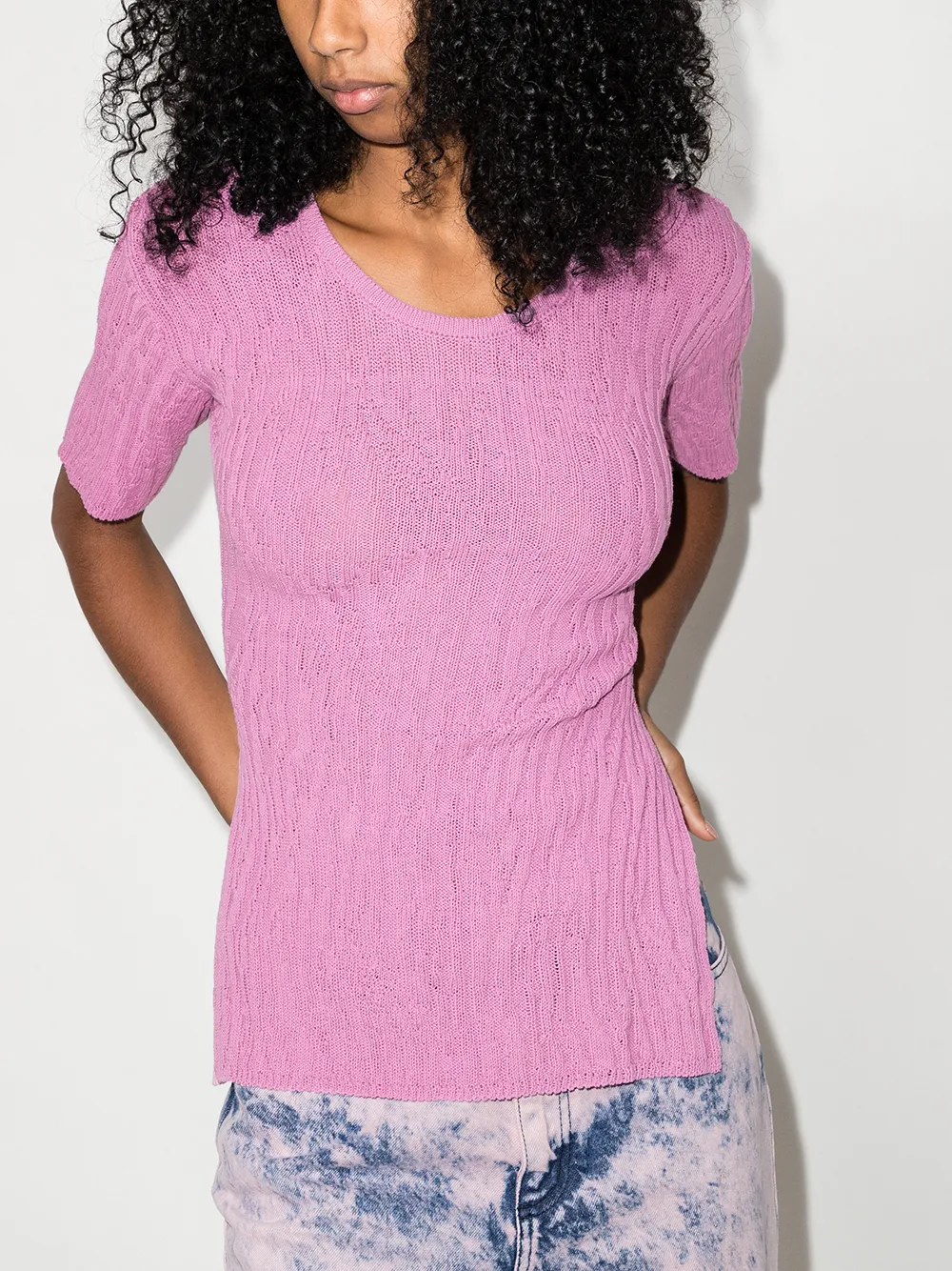 Marques'Almeida T-shirt met open rug - Roze