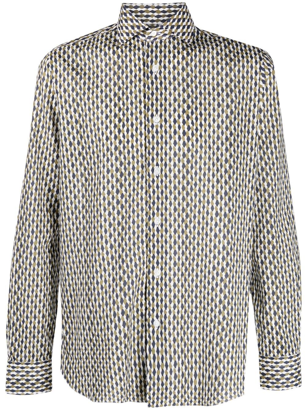 BARBA GEOMETRIC-PRINT COTTON SHIRT