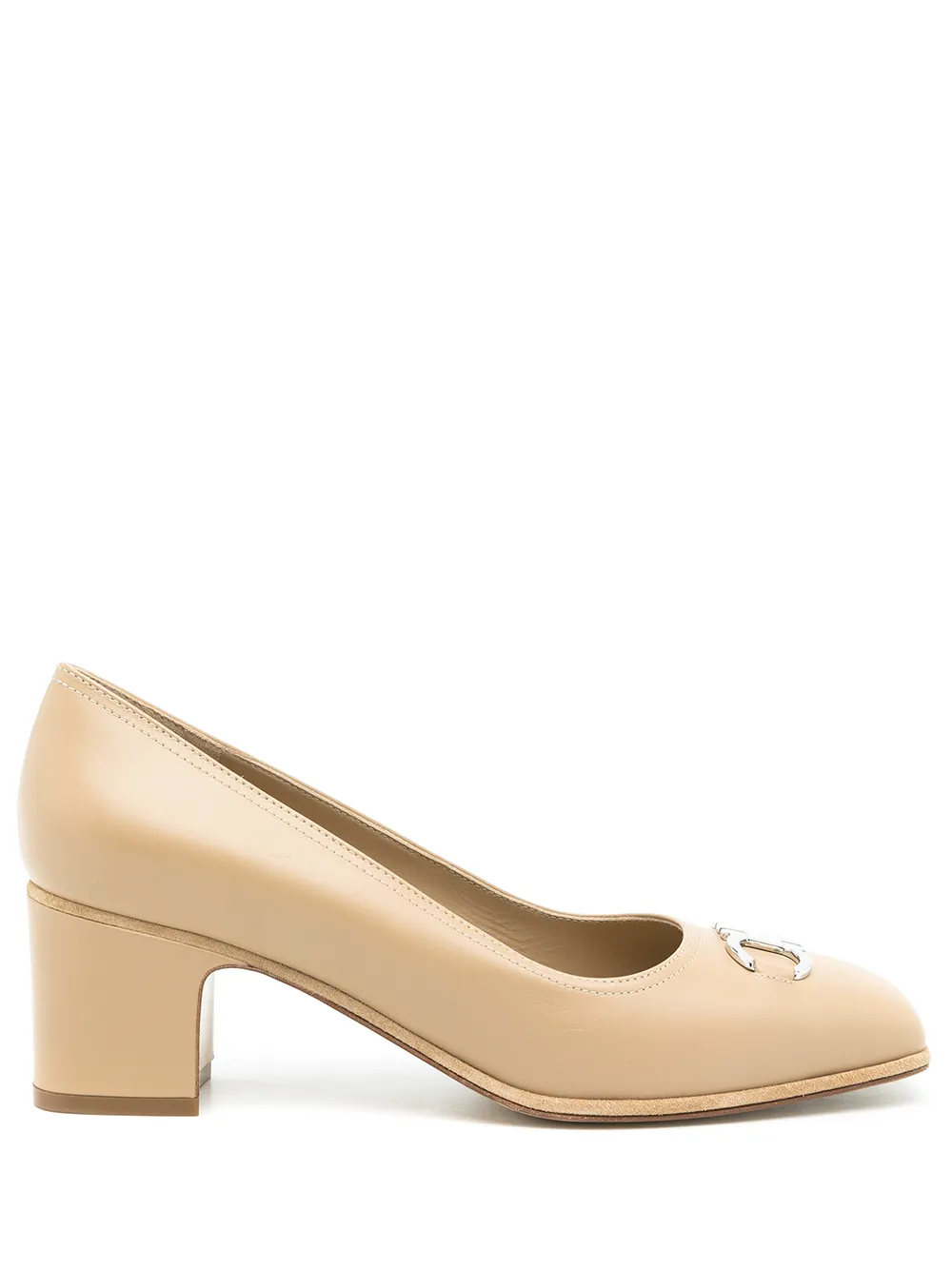 Ferragamo Gancini 55m square-toe pumps Neutrals