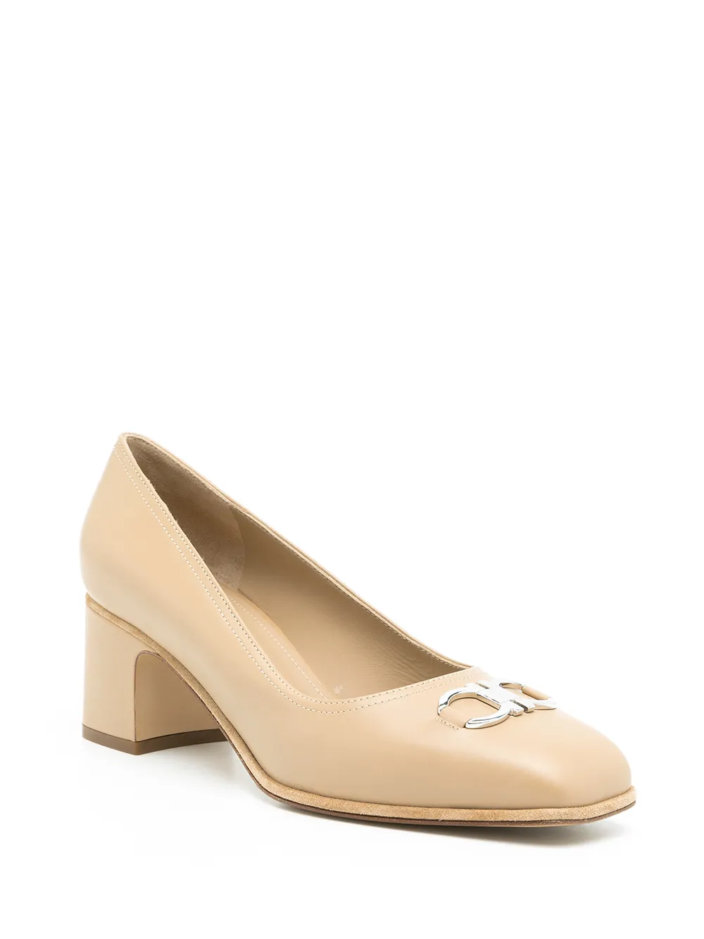 Ferragamo Gancini 55m square-toe pumps Neutrals